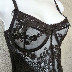 Blashe Teddy Black with Eyelash Lace Underwire Sexy Lingerie Size M